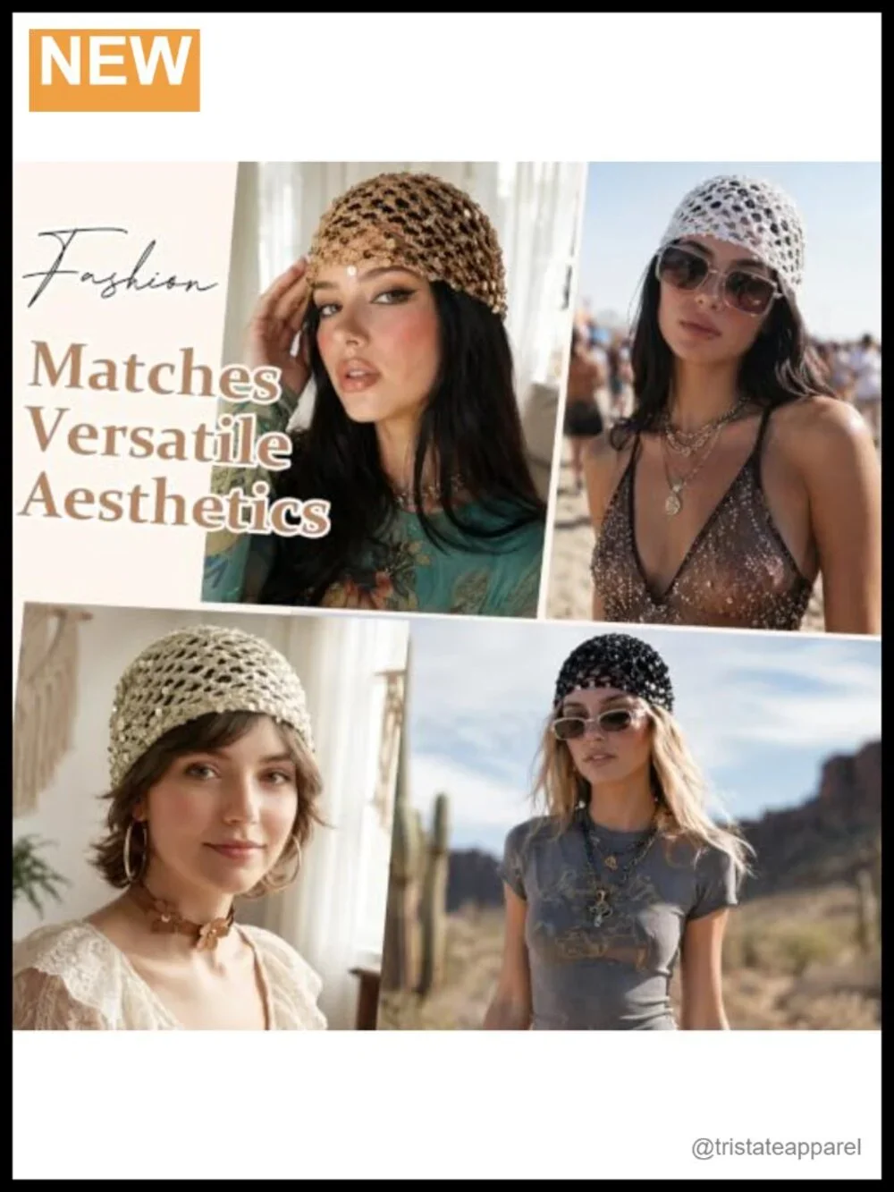 100% Cotton Handmade Sequin Crochet Beanie Hat Boho Skull Cap